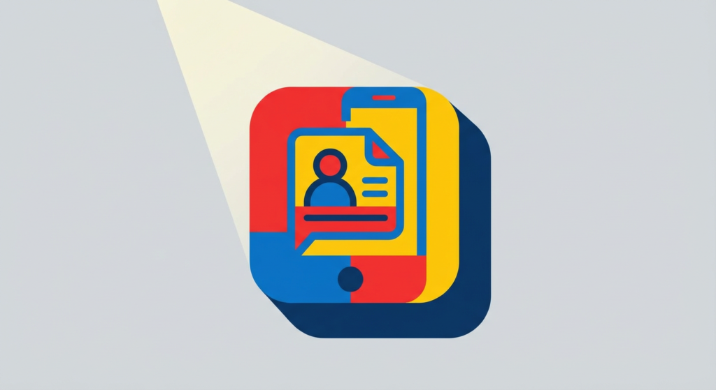 colorful icon showing a candidate application document on a mobile phone screen