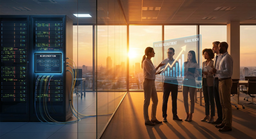 a machine learning model, illustrated by interconnected gears and circuits, failing under production load.