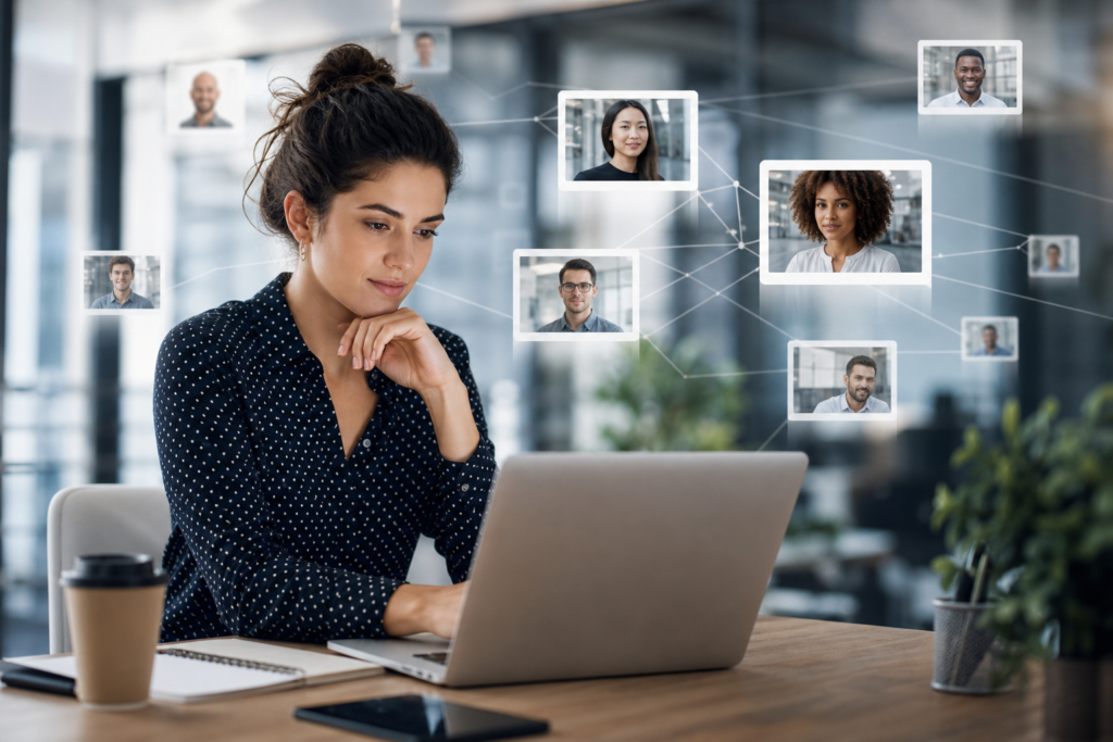 woman on laptop evaluating potential hires for agile staffing websites