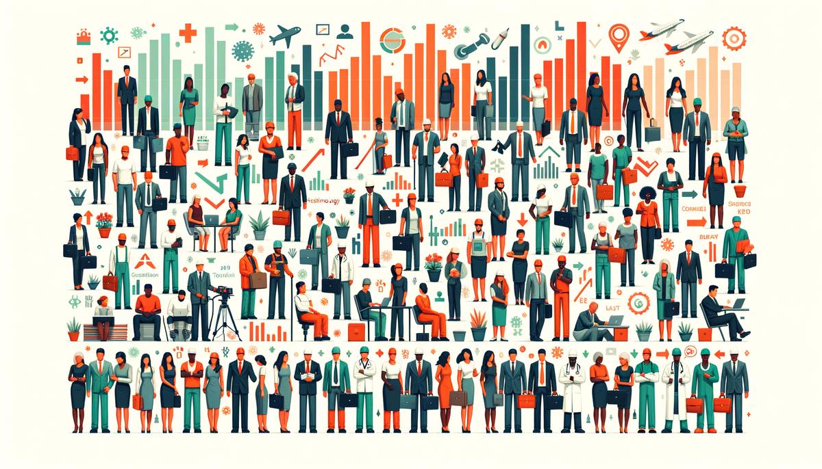 illustration of various employment trends being visually represented