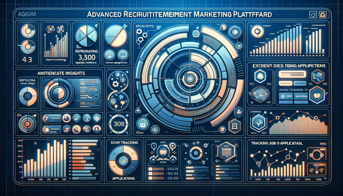 A modern recruitment marketing platform dashboard displaying analytics and data insights